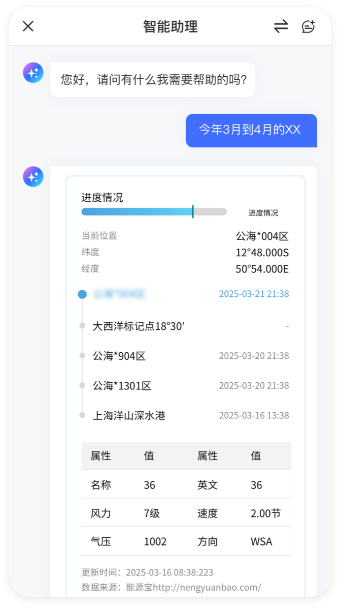 通过自然语言查询进度、位置与业务数据